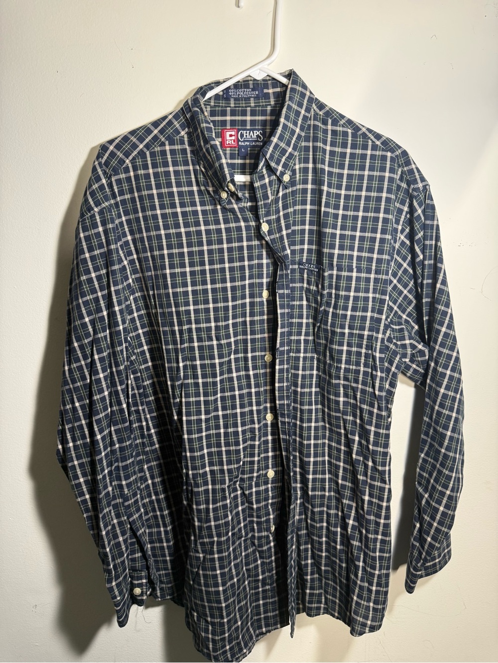 Ralph Lauren Navy and Green Plaid Long-Sleeve Button-Down Shirt